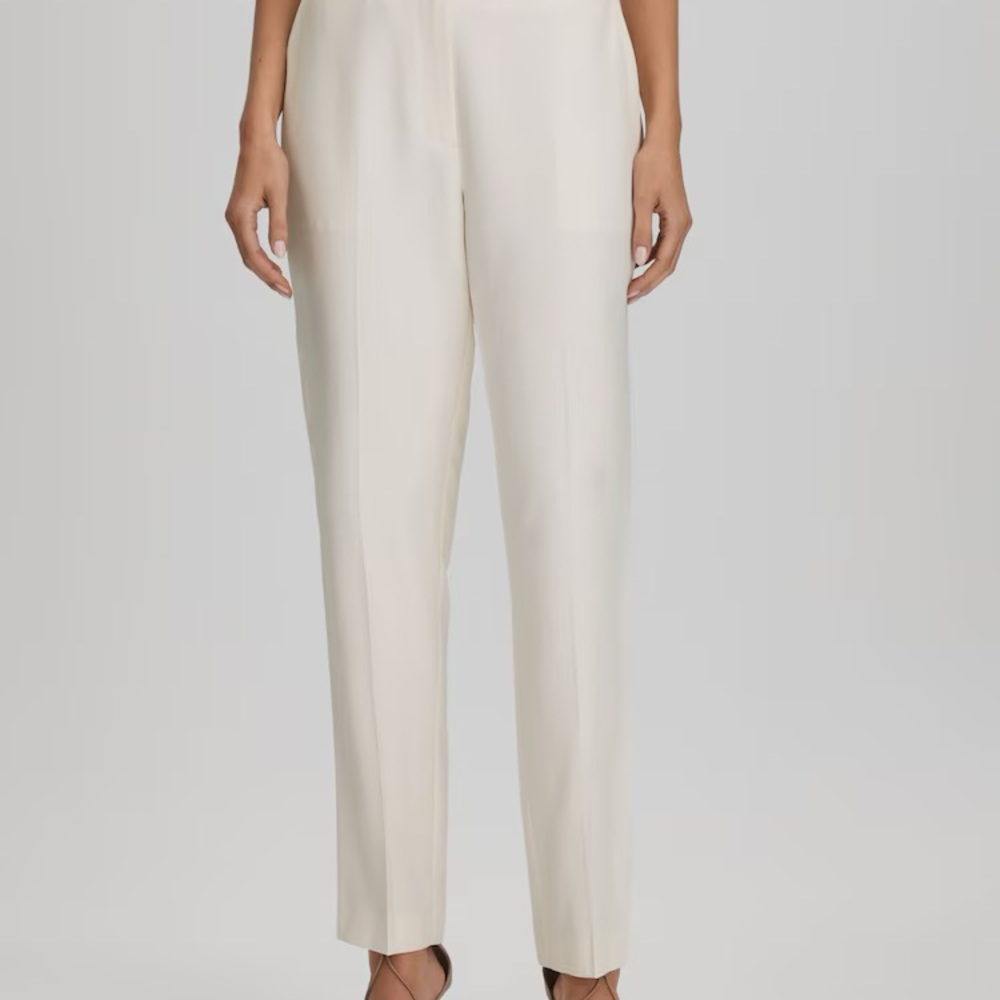 NWT Reiss Tuxedo Stripe High-Waist Cream Straight-Leg Dress Trousers